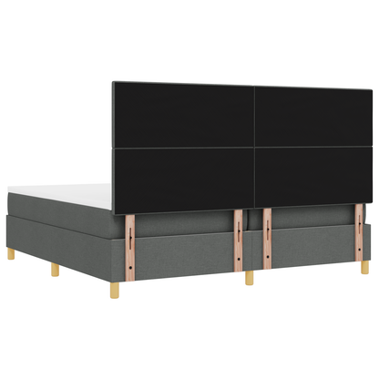 Box Spring Seng Med Hovedgærde Mørkegrå 200 X 200 Cm Stof