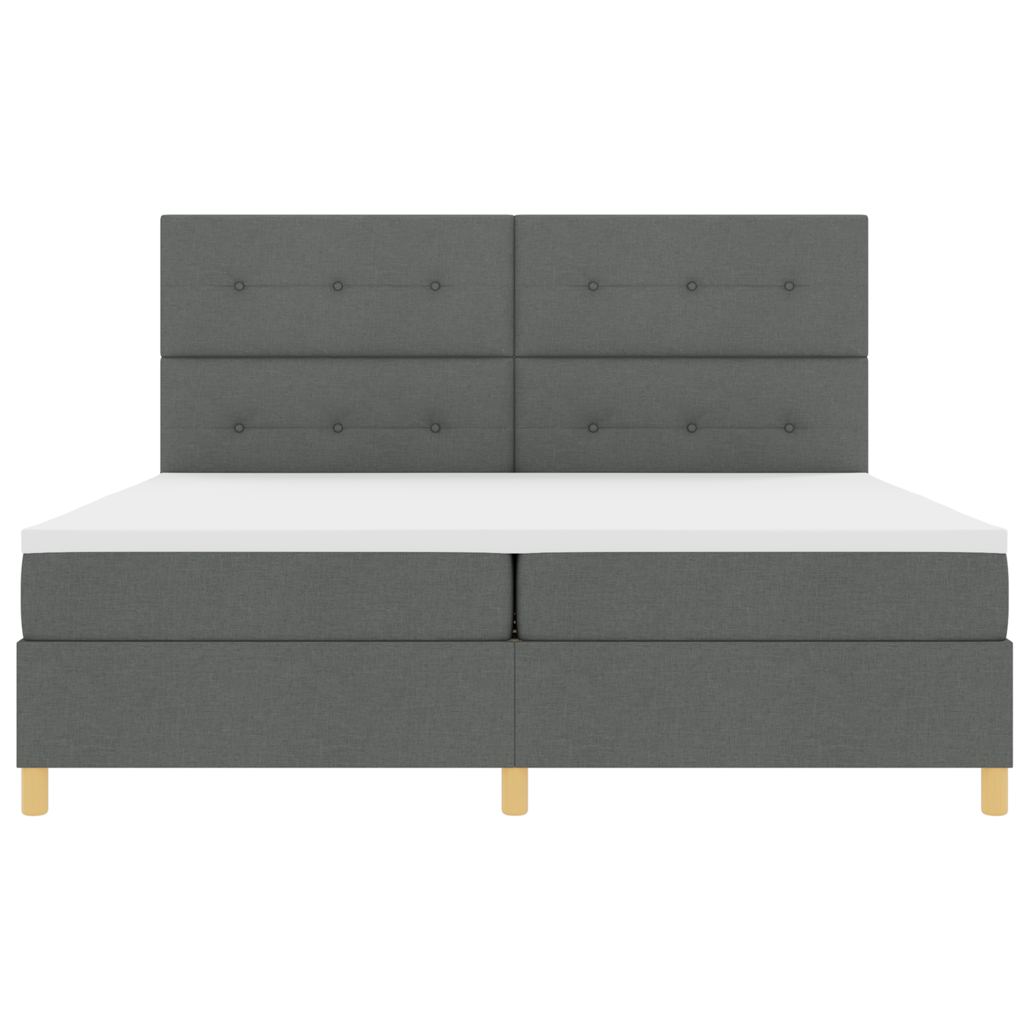 Box Spring Seng Med Hovedgærde Mørkegrå 200 X 200 Cm Stof