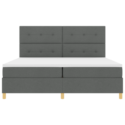 Box Spring Seng Med Hovedgærde Mørkegrå 200 X 200 Cm Stof
