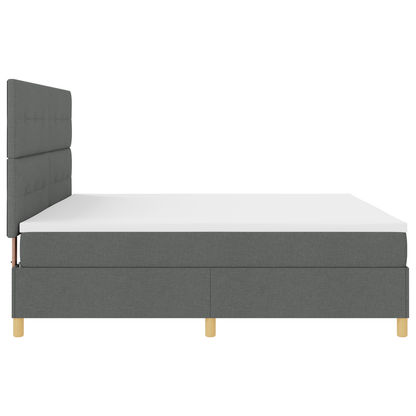 Box Spring Seng Med Hovedgærde Mørkegrå 200 X 200 Cm Stof
