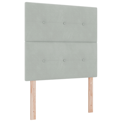 Box Spring Seng Med Madras Lysegrå Enkelt Fløjl