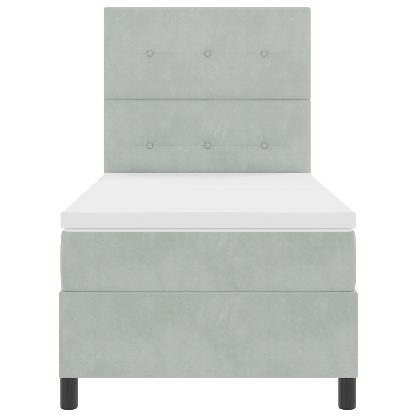 Box Spring Seng Med Madras Lysegrå Enkelt Fløjl