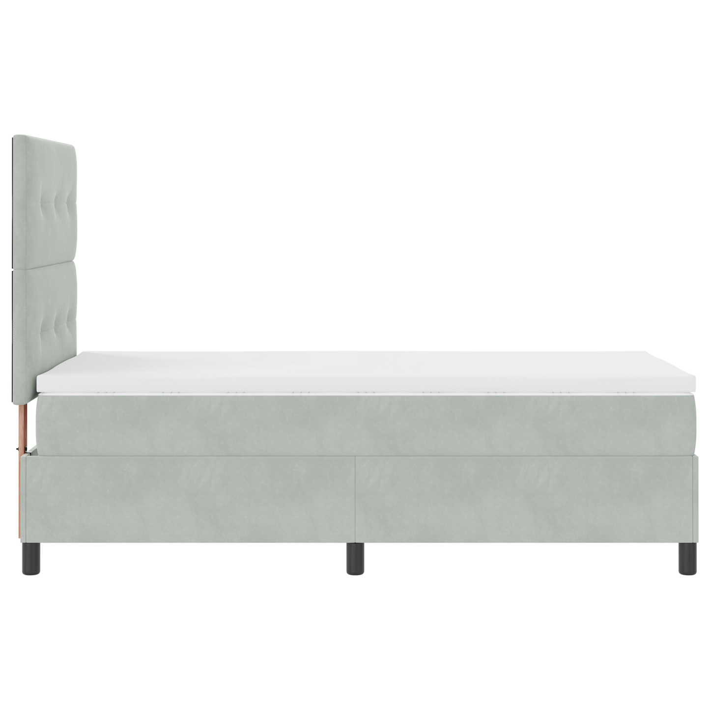 Box Spring Seng Med Madras Lysegrå Enkelt Fløjl