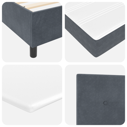 Box Spring Seng Med Madras Mørkegrå Enkelt Fløjl