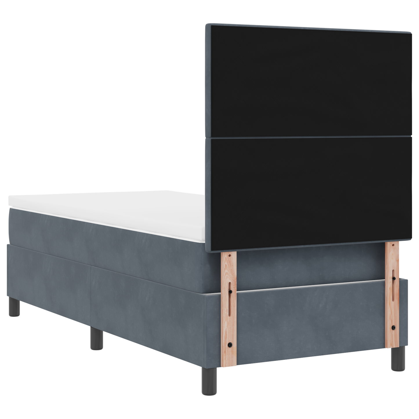 Box Spring Seng Med Madras Mørkegrå Enkelt Fløjl