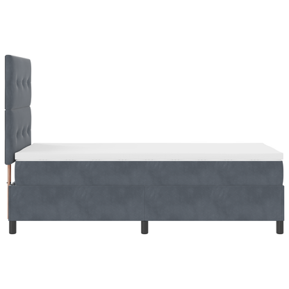 Box Spring Seng Med Madras Mørkegrå Enkelt Fløjl