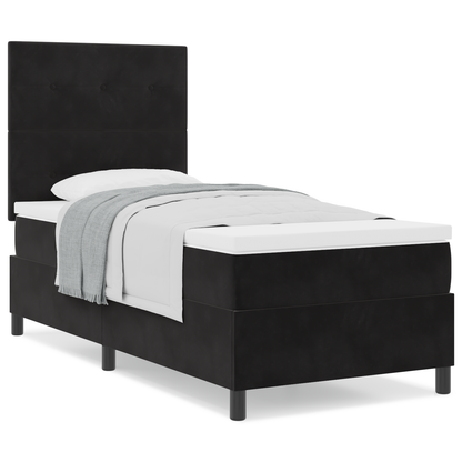 Box Spring Seng Med Madras Sort 90 X 190 Cm Fløjl