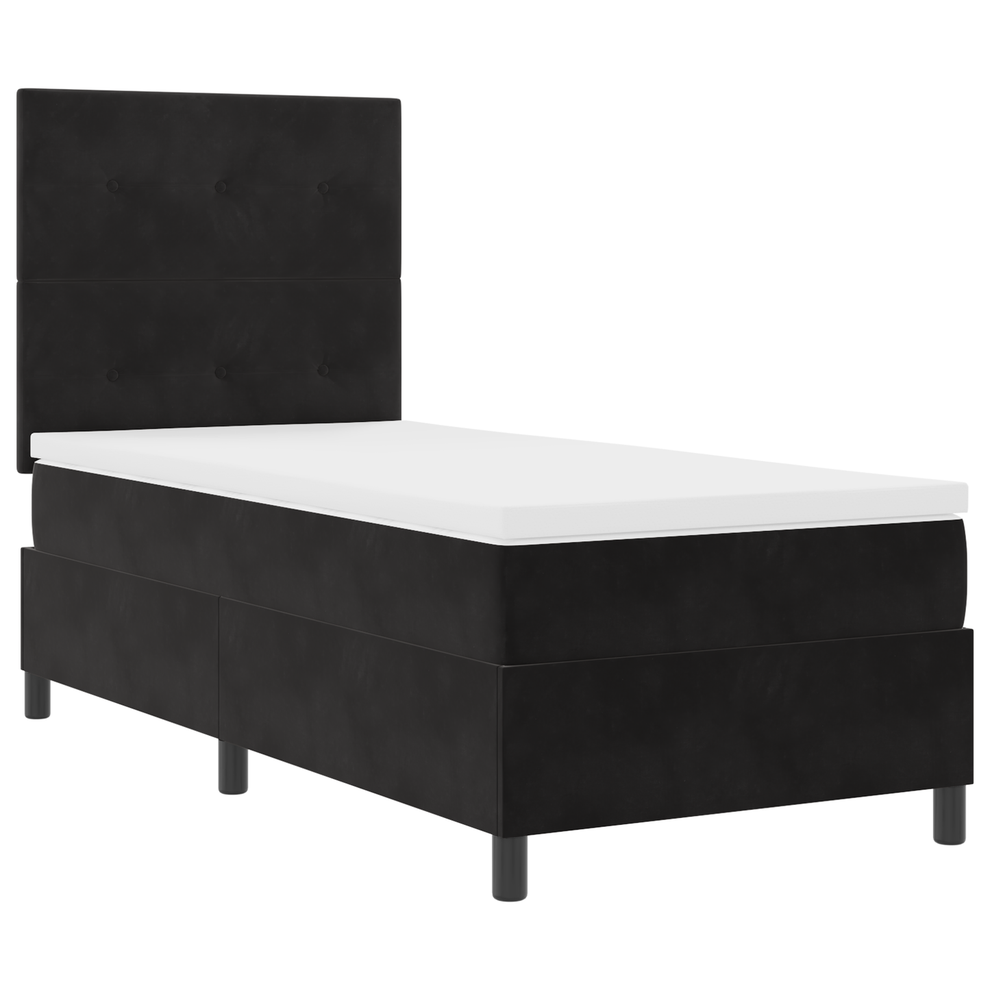 Box Spring Seng Med Madras Sort 90 X 190 Cm Fløjl