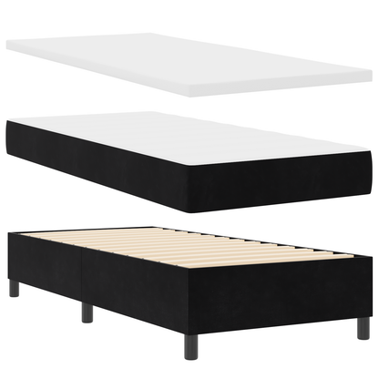 Box Spring Seng Med Madras Sort 90 X 190 Cm Fløjl