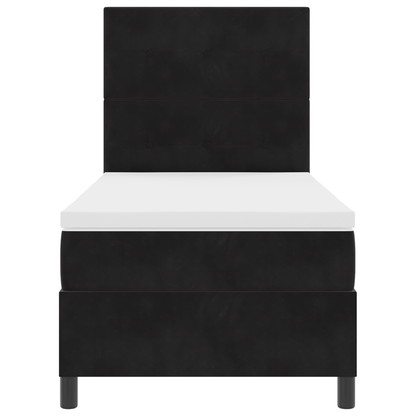 Box Spring Seng Med Madras Sort 90 X 190 Cm Fløjl