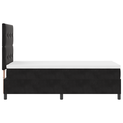 Box Spring Seng Med Madras Sort 90 X 190 Cm Fløjl