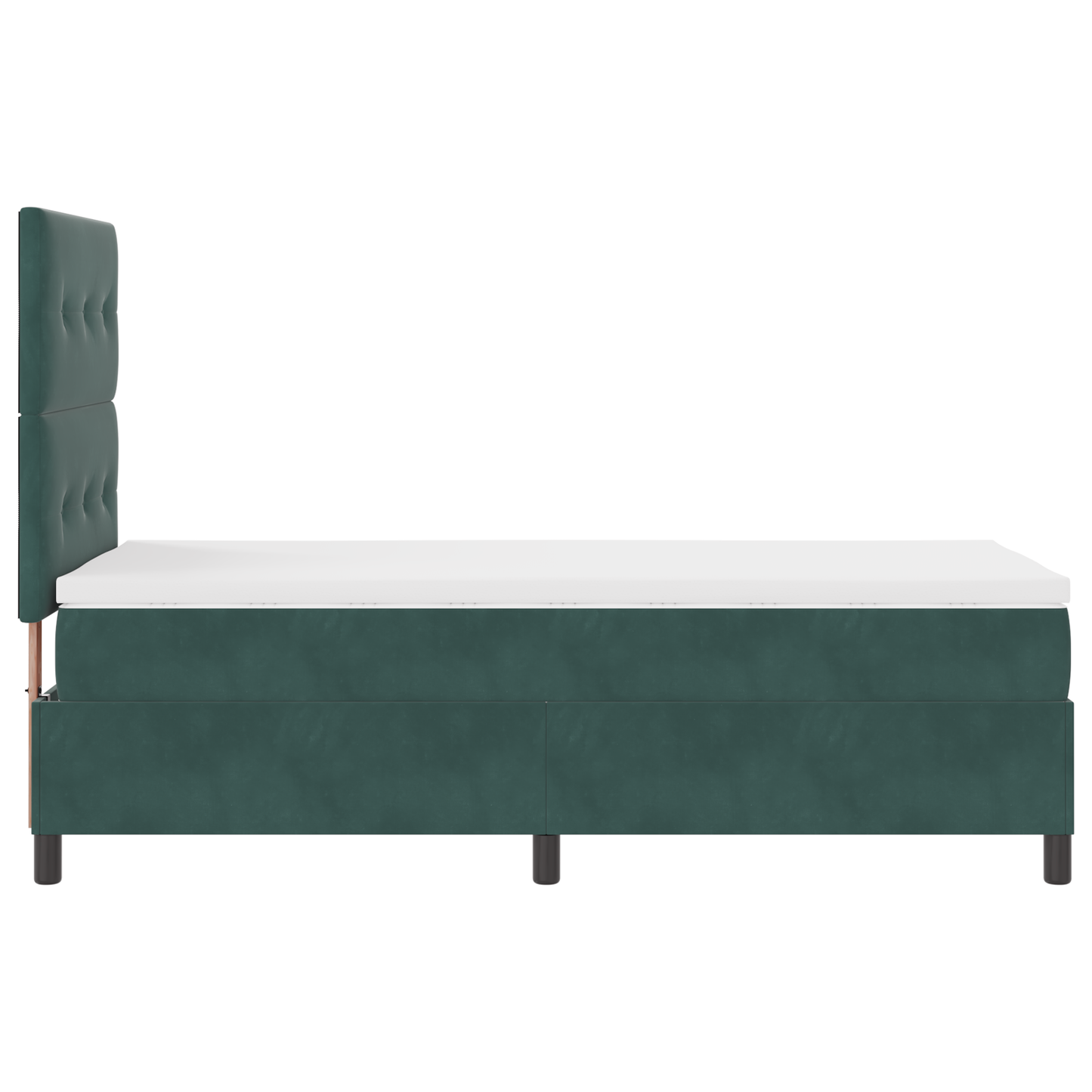 Box Spring Seng Med Madras Mørkegrøn Enkelt Fløjlsblød