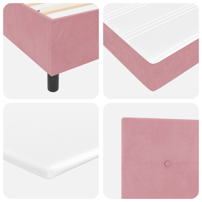 Box Spring Seng Med Madras Pink Enkelt Fløjl