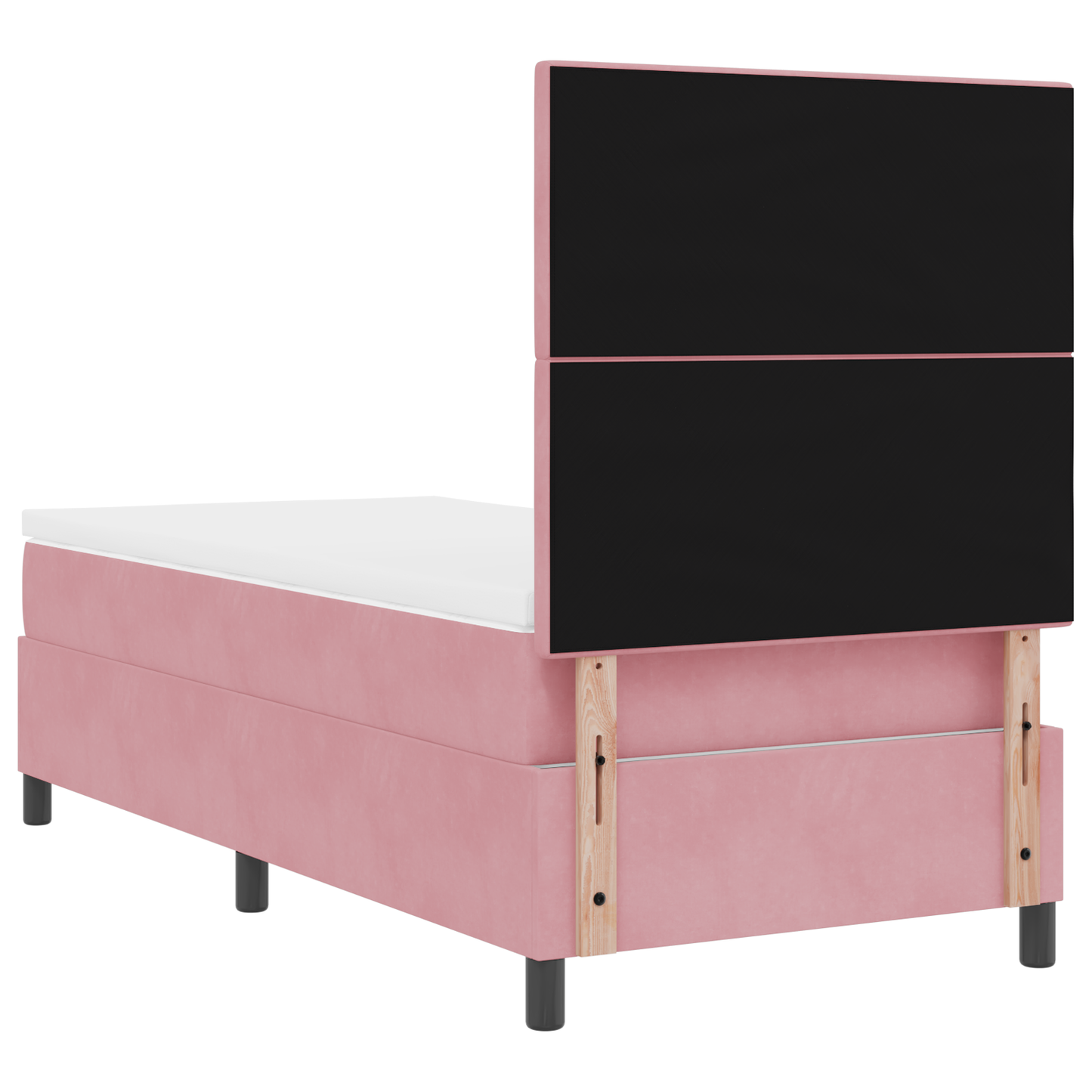 Box Spring Seng Med Madras Pink Enkelt Fløjl