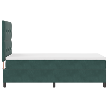 Box Spring Seng Med Madras Mørkegrøn 90 X 200 Cm Fløjl