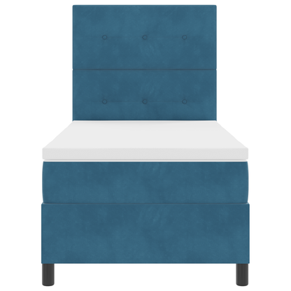 Box Spring Seng Med Madras Mørkeblå 90 X 200 Cm Fløjl