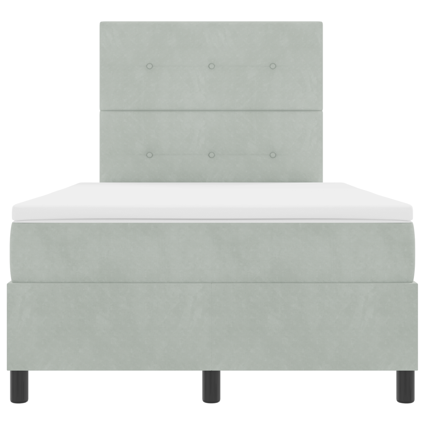 Box Spring Seng Med Madras Lysegrå 120 X 200 Cm Fløjl