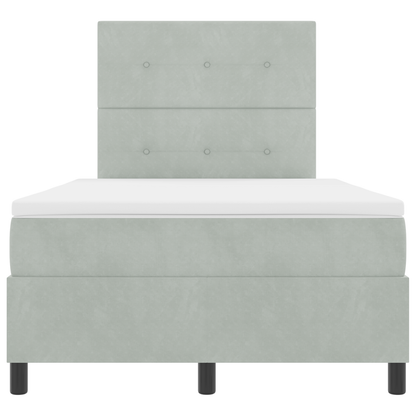 Box Spring Seng Med Madras Lysegrå 120 X 200 Cm Fløjl