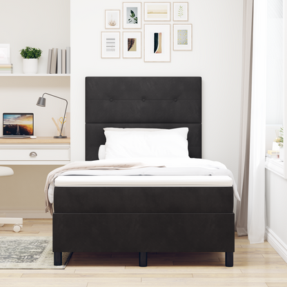 Box Spring Seng Med Madras Sort 120 X 200 Cm Fløjl