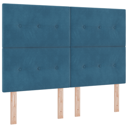 Box Spring Seng Med Madras Mørkeblå 140 X 190 Cm Fløjl