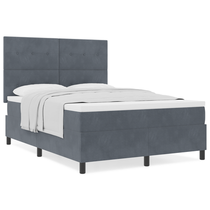Box Spring Seng Med Madras Mørkegrå 140 X 200 Cm Fløjl