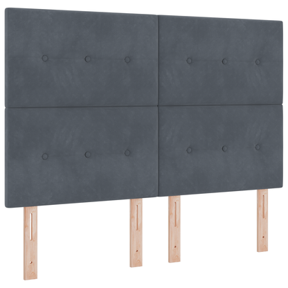 Box Spring Seng Med Madras Mørkegrå 140 X 200 Cm Fløjl