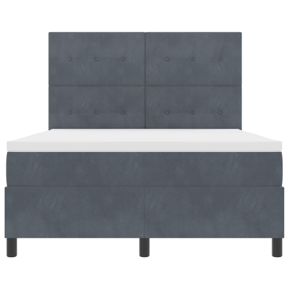 Box Spring Seng Med Madras Mørkegrå 140 X 200 Cm Fløjl