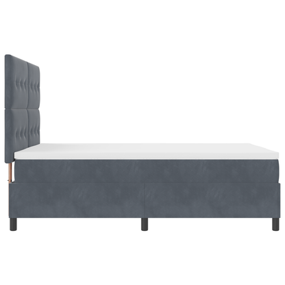 Box Spring Seng Med Madras Mørkegrå 140 X 200 Cm Fløjl