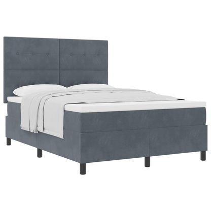 Box Spring Seng Med Madras Mørkegrå 140 X 200 Cm Fløjl