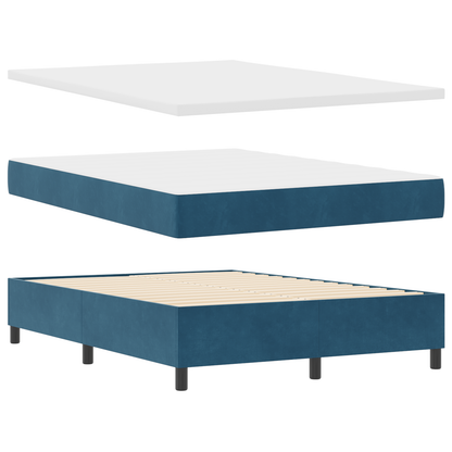 Box Spring Seng Med Madras Mørkeblå 140 X 200 Cm Fløjl