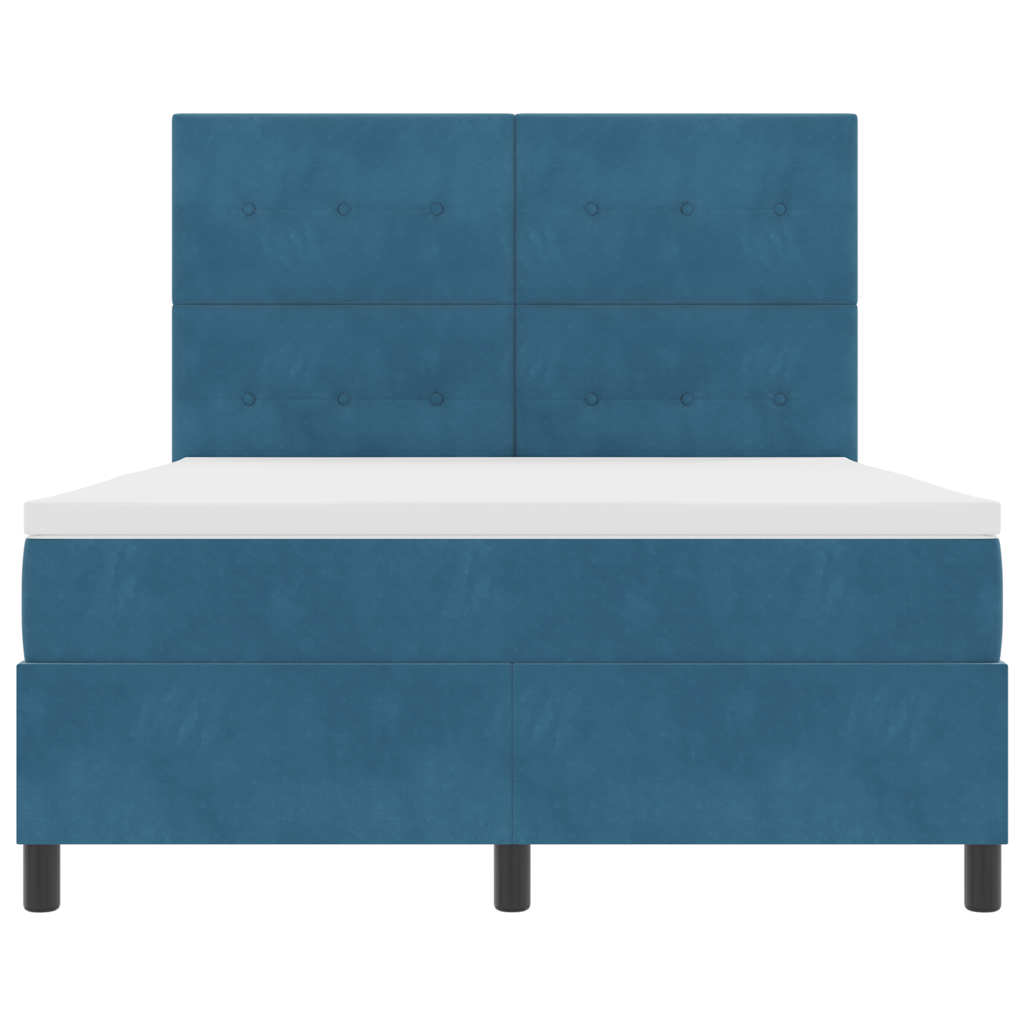 Box Spring Seng Med Madras Mørkeblå 140 X 200 Cm Fløjl