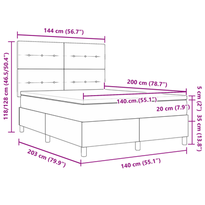 Box Spring Seng Med Madras Mørkeblå 140 X 200 Cm Fløjl
