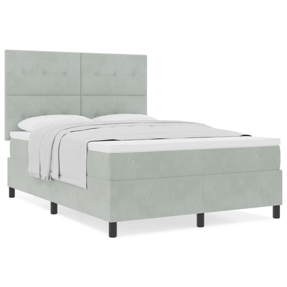 Box Spring Seng Med Madras Lysegrå 160 X 200 Cm Fløjl