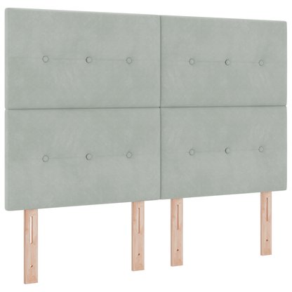 Box Spring Seng Med Madras Lysegrå 160 X 200 Cm Fløjl
