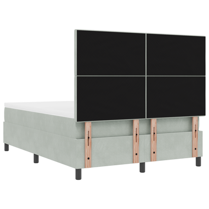 Box Spring Seng Med Madras Lysegrå 160 X 200 Cm Fløjl