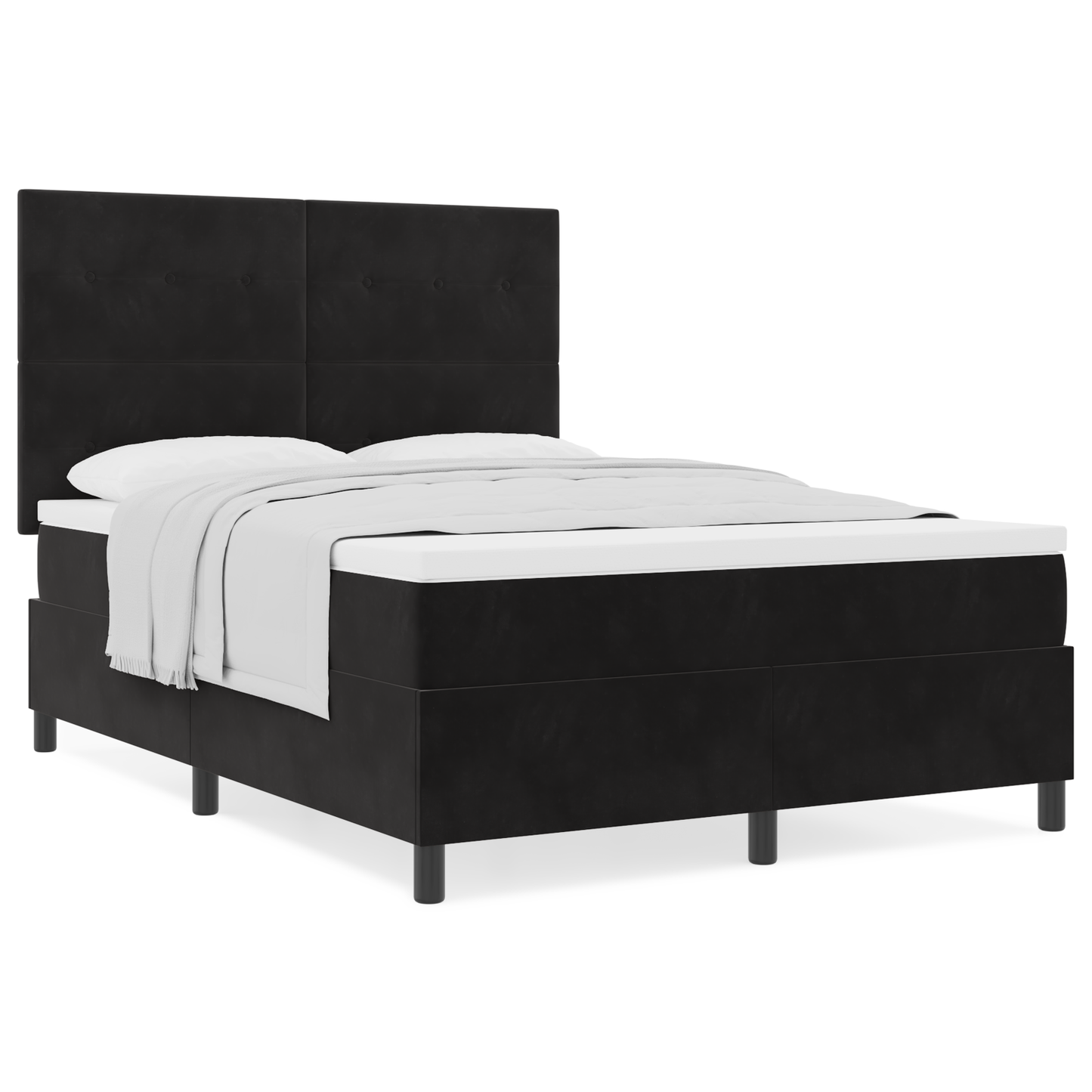 Box Spring Seng Med Madras Sort 160 X 200 Cm Fløjl
