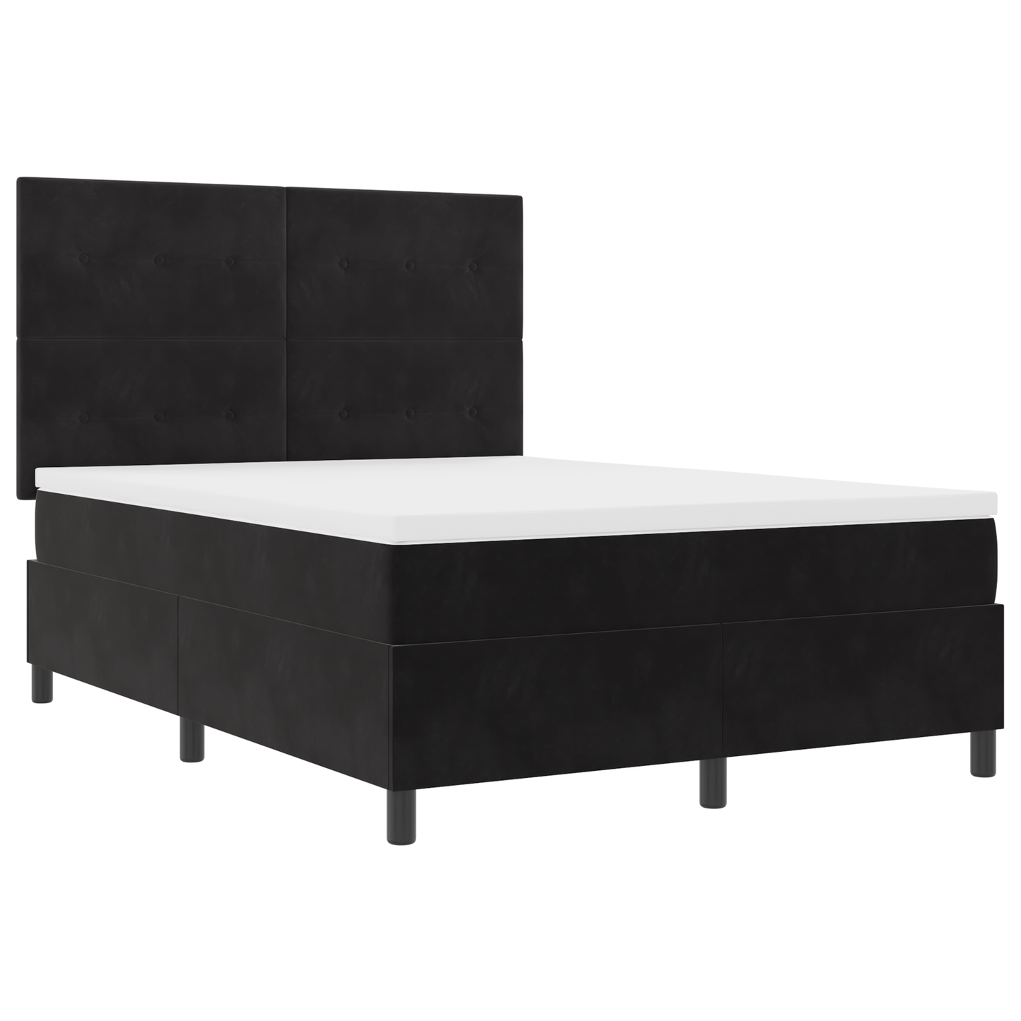 Box Spring Seng Med Madras Sort 160 X 200 Cm Fløjl