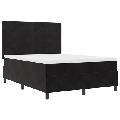 Box Spring Seng Med Madras Sort 160 X 200 Cm Fløjl