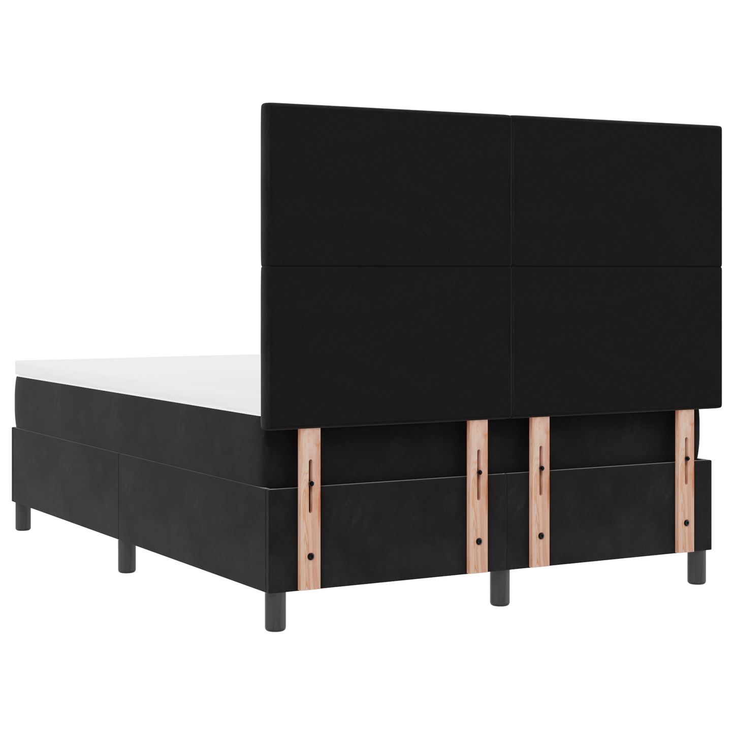 Box Spring Seng Med Madras Sort 160 X 200 Cm Fløjl