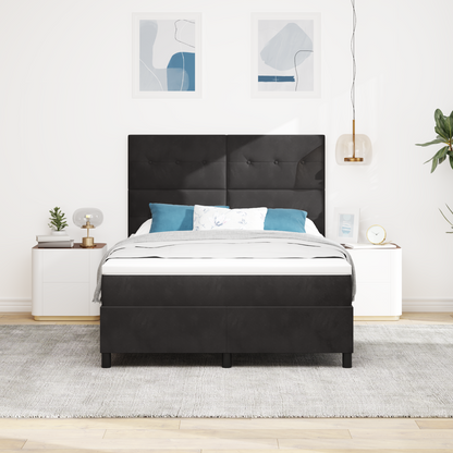 Box Spring Seng Med Madras Sort 160 X 200 Cm Fløjl