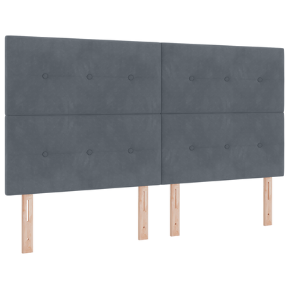 Box Spring Seng Med Madras Mørkegrå 180 X 200 Cm Fløjl