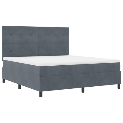 Box Spring Seng Med Madras Mørkegrå 180 X 200 Cm Fløjl