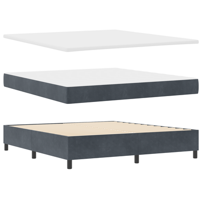 Box Spring Seng Med Madras Mørkegrå 180 X 200 Cm Fløjl
