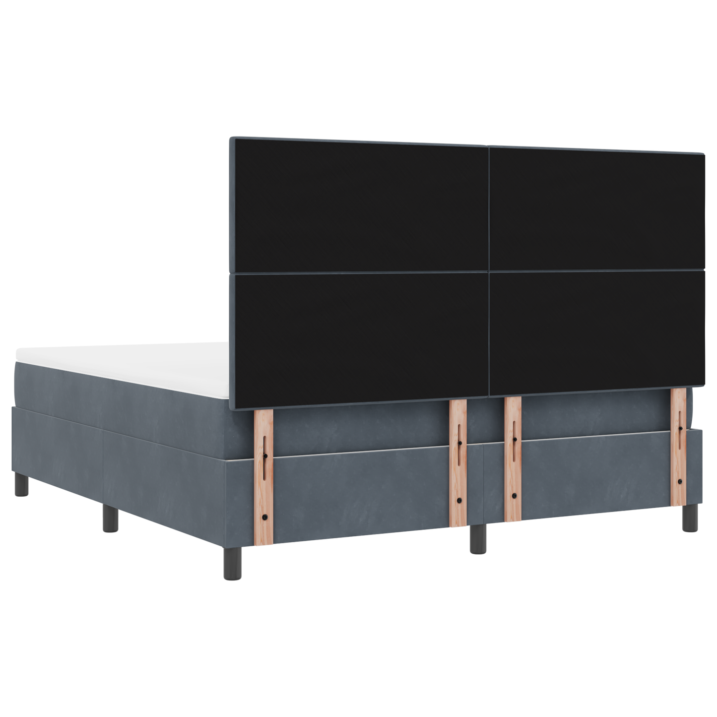 Box Spring Seng Med Madras Mørkegrå 180 X 200 Cm Fløjl