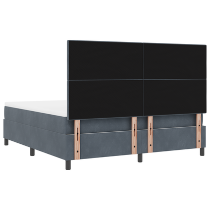 Box Spring Seng Med Madras Mørkegrå 180 X 200 Cm Fløjl