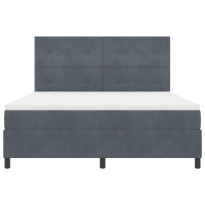 Box Spring Seng Med Madras Mørkegrå 180 X 200 Cm Fløjl
