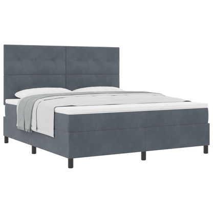 Box Spring Seng Med Madras Mørkegrå 180 X 200 Cm Fløjl