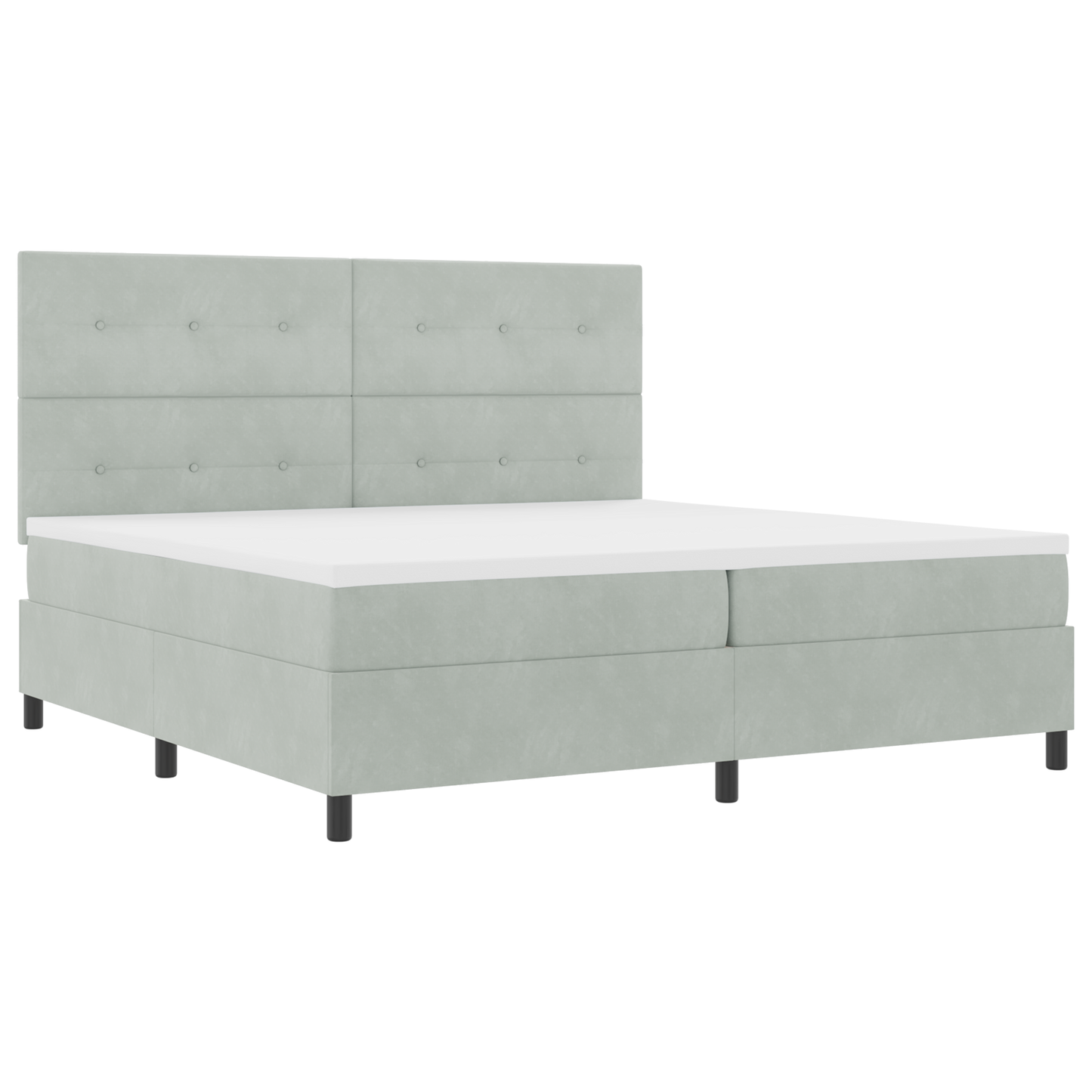 Box Spring Seng Med Madras Lysegrå 200 X 200 Cm Fløjl