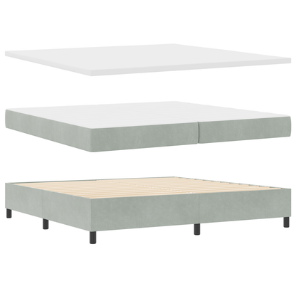 Box Spring Seng Med Madras Lysegrå 200 X 200 Cm Fløjl
