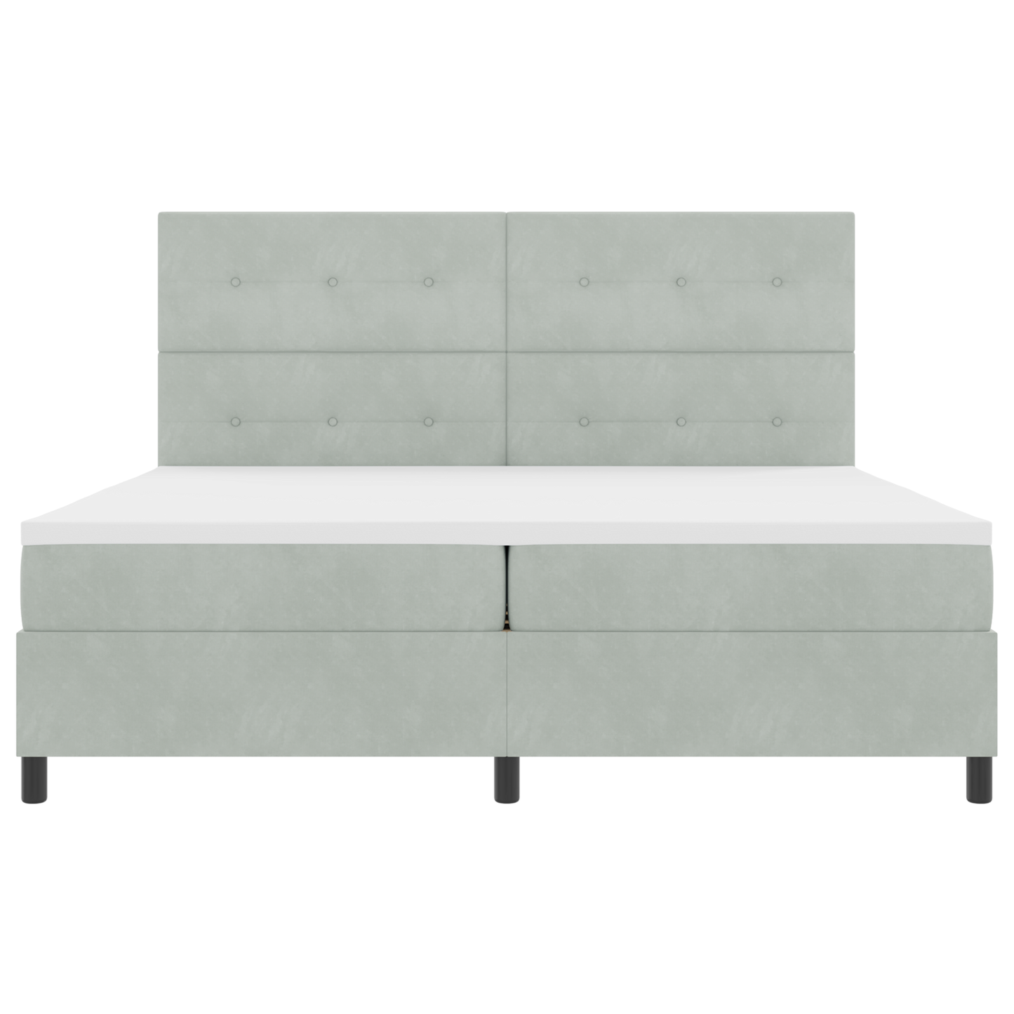 Box Spring Seng Med Madras Lysegrå 200 X 200 Cm Fløjl